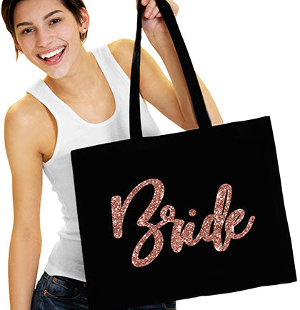 Glam Bride Rose Gold Large Canvas Tote
