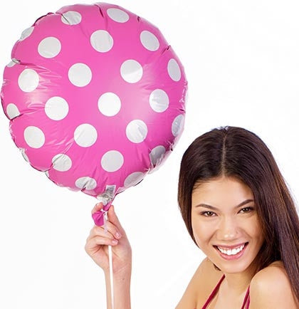 18" Pink Polka Dot Mylar Party Balloon