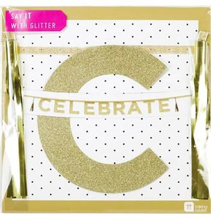 Celebrate Gold Glitter Banner 8ft