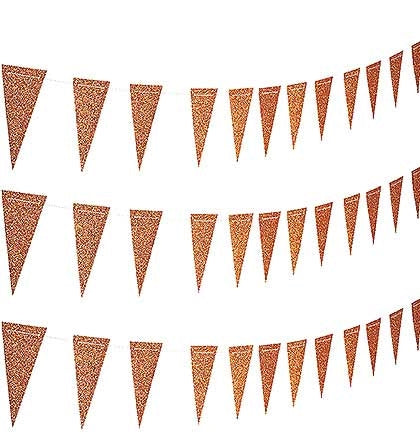 Decorate any bachelorette party with this fun pennant banner! This 9ft pennant banner features rose gold glitter!