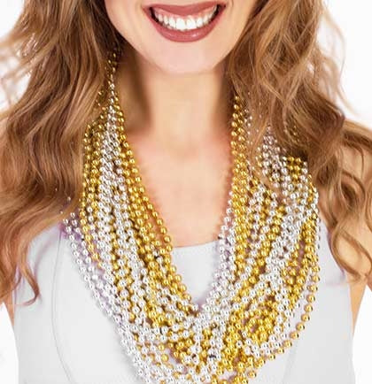 Silver & Gold Metallic Beads - 24pc