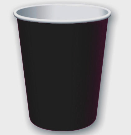 Solid Black Party Cups - Set of 8