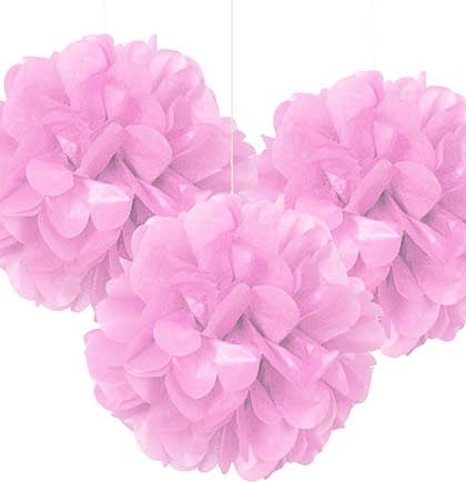 Light Pink Fluffy 9" Poufs - Set of 3