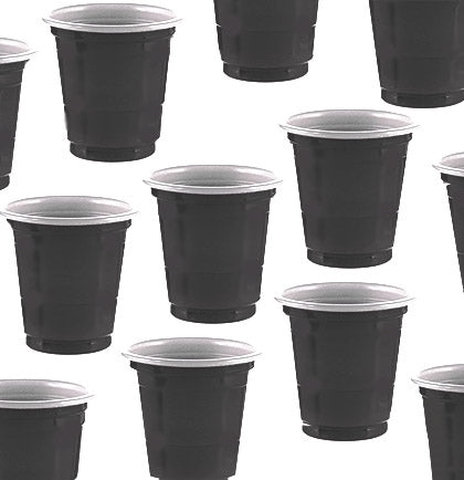 Sporty Black Plastic Shot Glasses - Set of 20