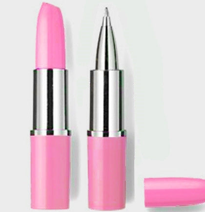 This pink plastic pen looks like a lipstick, and when you remove the cap, it a useful 4" tall pen that writes in black!