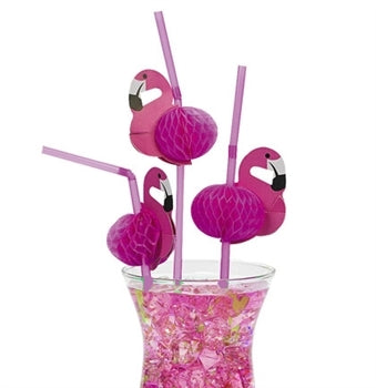 Pink Flamingo Straws Set of 12