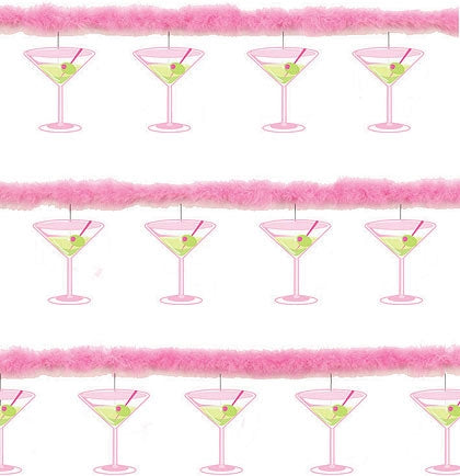 This 9ft marabou garland will add a bit of fun to your party! Whether it's martini themed Bachelorette Party or you just want something to decorate the bar, the martini shapes and pink marabou trim will accent your party nicely. 