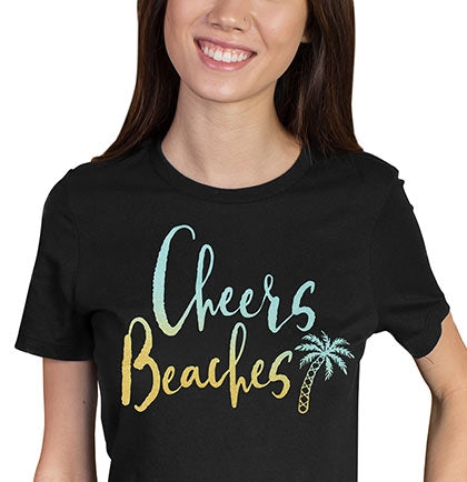 Ombre Cheers Beaches Palm Tree Tshirt