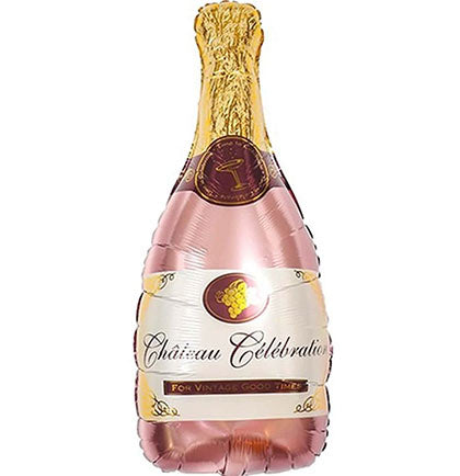 Giant Rose Gold Champagne Bottle Mylar Balloon