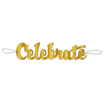 Celebrate Me Bitches Headband & Script Celebrate Gold Banner - Set of 2