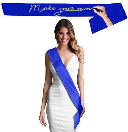 Blank Royal Blue Satin Premium Sash - Set of 3
