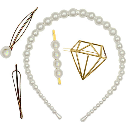 Gold Bridal Hair Accessories - 5pc Set