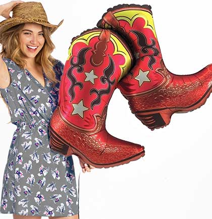 Giant 36" Red Cowgirl Boots Mylar Balloon
