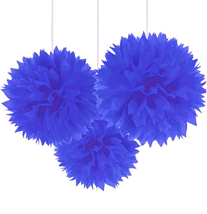 These large Set of 3 Blue Fluffy Poufs will look great at a gold themed bachelorette party. Perfect to hang from doorways or hang for them ceiling. These pouf are an easy and inexpensive way to decorate the party.