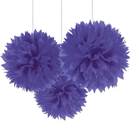 These dramatic purple poufs will look great at a bachelorette party or lingerie shower. The set of three poufs will pair nicely with black or other dark colored decorations to create a glamourous look. 