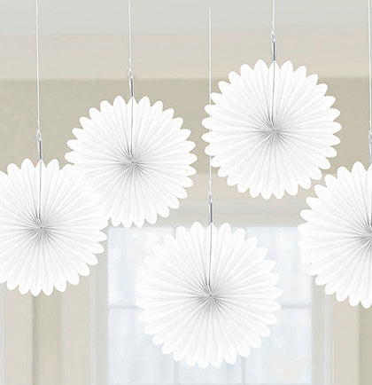 White Hanging Fans - Set of 5