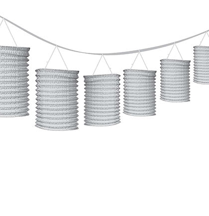 Having a luau style Bachelorette Party or Bridal Shower? This fun Silver Paper Lantern Garland is perfect for the party. The garland has eight accordion style paper lanterns. Easy to hang against a wall, between two posts or outside between trees.