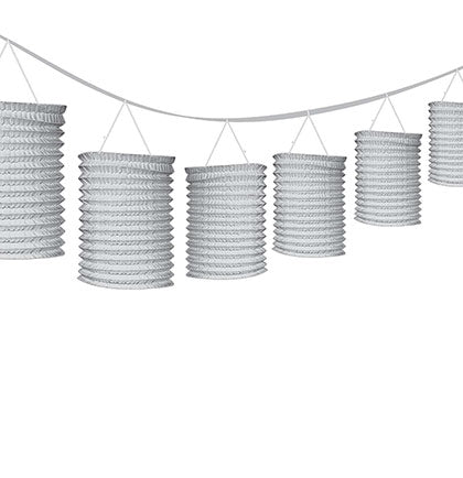Having a luau style Bachelorette Party or Bridal Shower? This fun Silver Paper Lantern Garland is perfect for the party. The garland has eight accordion style paper lanterns.  Easy to hang against a wall, between two posts or outside between trees. 