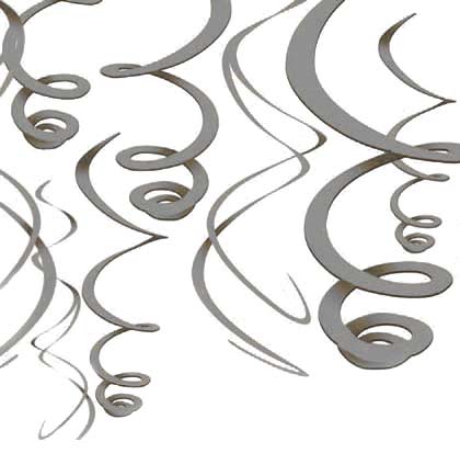 These Silver Swirl Danglers will be perfect to help jazz up the bachelorette party or bridal shower. Hang these set of twelve danglers with other colored décor from the ceiling for a quick and easy decoration that create a fun party atmosphere. Perfect for any theme party!