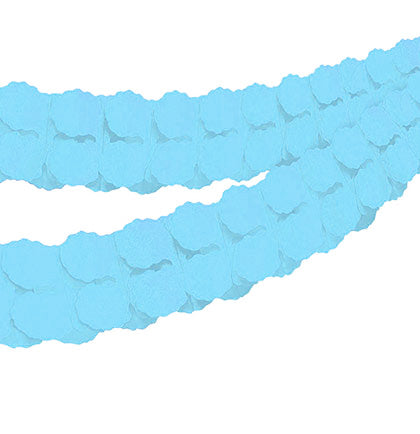 This Turquoise Paper Garland will be perfect to help decorate a bachelorette party. Hang the 12ft tissue paper garland vertically or horizontally to create a fun pop of color. Use the garland against a wall, in doorways or along a party table.