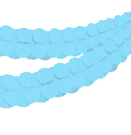 This Turquoise Paper Garland will be perfect to help decorate a bachelorette party. Hang the 12ft tissue paper garland vertically or horizontally to create a fun pop of color. Use the garland against a wall, in doorways or along a party table. 