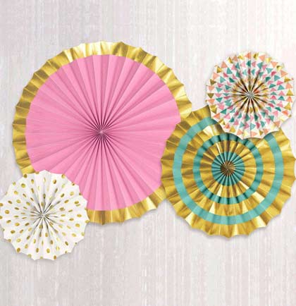 Pastel Hanging Fans - Set of 4