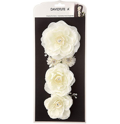 This White Floral Spray will be an easy decoration to have at a bridal shower, bachelorette party or any wedding event. This gorgeous decoration can be hung on a chair back, tables and more without the hassle of real flowers. The floral spray is accented with rhinestones to add glam and comes with a ribbon to help hang it easily.