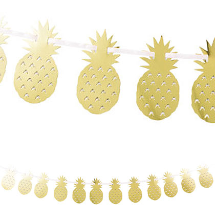 Gold Metallic Pineapple Garland 9ft - Set of 2
