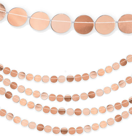Banners are an easy and inexpensive way to decorate your party. This metallic Rose Gold Circle Banner is perfect to decorate walls, party tables or create a back drop area for guests to take party photos throughout the night.