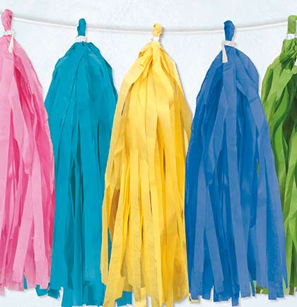 Multi Color Tissue Tassel Garland - 9ft