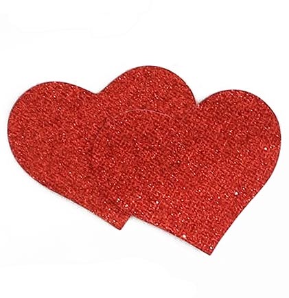 Red Heart Shaped Glitter Pasties