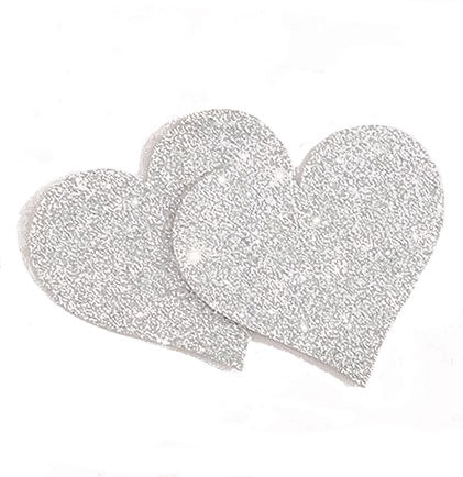 Silver Heart Shaped Glitter Pasties