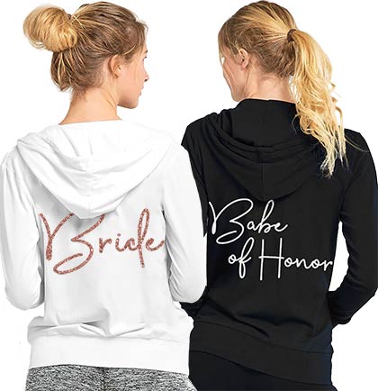 Bride Rose Gold Script Lightweight White Hoodie