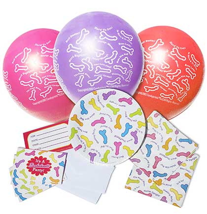 Our 32 Piece Risque Bachelorette Party Kit combines Party Essentials to save you $$$! The kit comes with all the needed essentials for a successful bachelorette party. The kit includes napkins, plates, balloons and invites! 