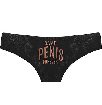 Rose Gold Same Pen*s Forever Lace Inset Thong Panty •