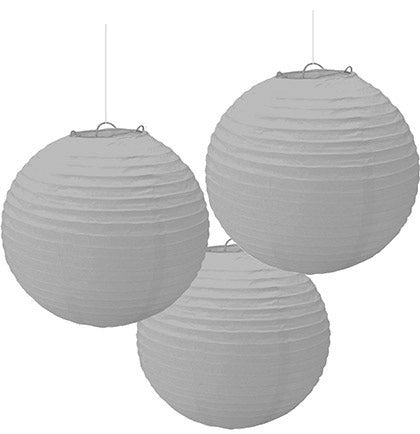 Silver Paper Lanterns - Set of 3