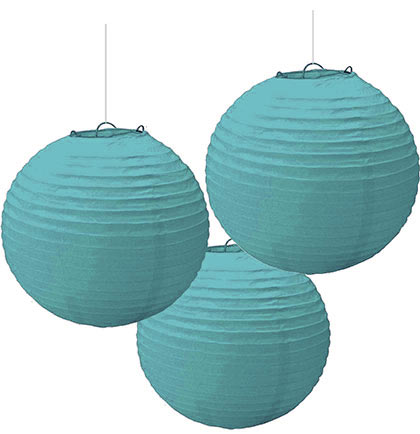 Turquoise Paper Lanterns - Set of 3