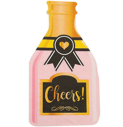 Cheers Champagne Bottle Shaped Napkins - Set of 16