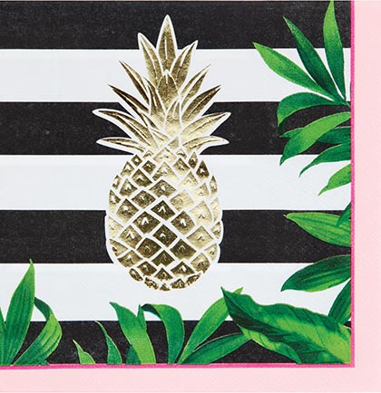 Gold Pineapple Striped Luncheon Napkin