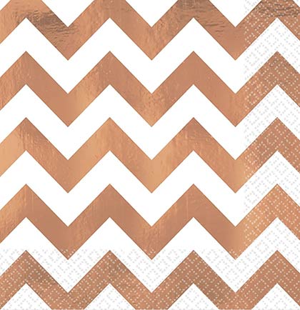 Add a pop of glam and a fun pattern with these Rose Gold Chevron Napkins. The luncheon size napkins are perfect for any themed rose gold party. Make sure to get enough for all the party guests.