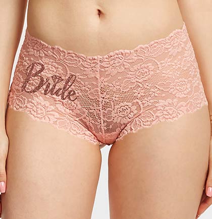 Rose Gold Bride with Diamond Lace Boyshort Panty