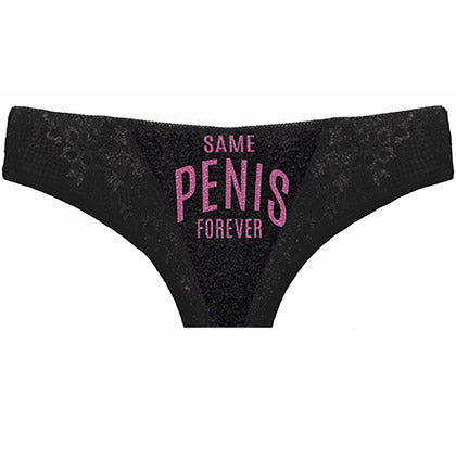 Hot Pink Same Pen*s Forever Lace Inset Charcoal Thong Panty