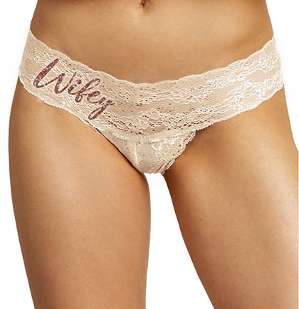 Rose Gold Wifey Lace Stretch Thong Panty