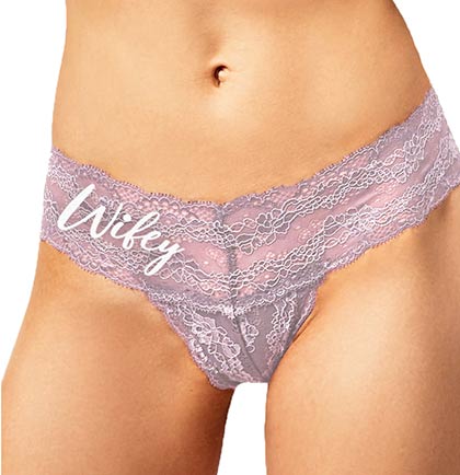 White Wifey Lace Stretch Thong Panty