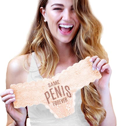 Rose Gold Same Pen*s Forever Lace Stretch Thong •