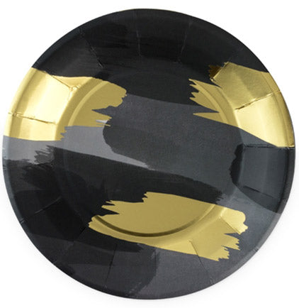 These fancy and unique Gold & Black Brushstroke Plates will be perfect for the bachelorette party. These black and shiny metallic gold dessert plates will add some glam to your party! Pair them with other metallic gold or black decor for a bold look.