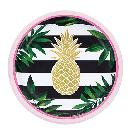 Gold Pineapple Dessert Plate - Set of 16