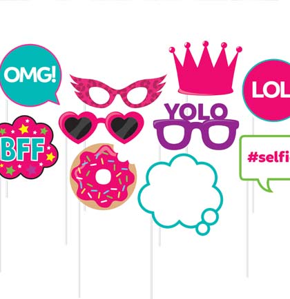 Girly BFF Photo Booth Props - 10pc