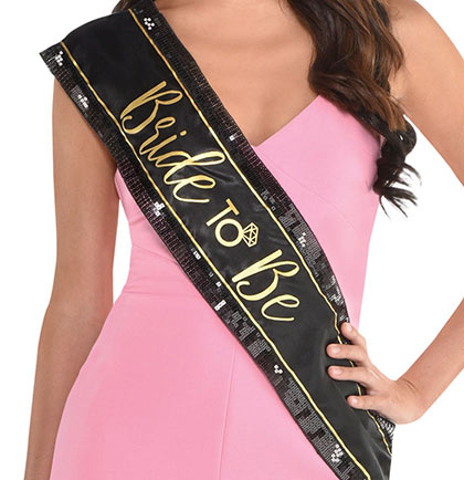 Bride to Be Gold & Black Satin Sash