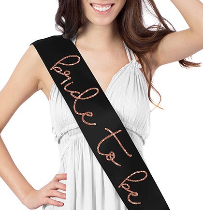 Lovely Bride to Be Rose Gold Glitter Sash